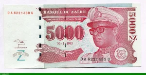 5000 Nouveaux Zaires Mobutu & Léopard