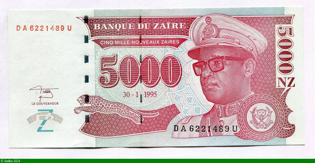 5000 Nouveaux Zaires Mobutu & Léopard