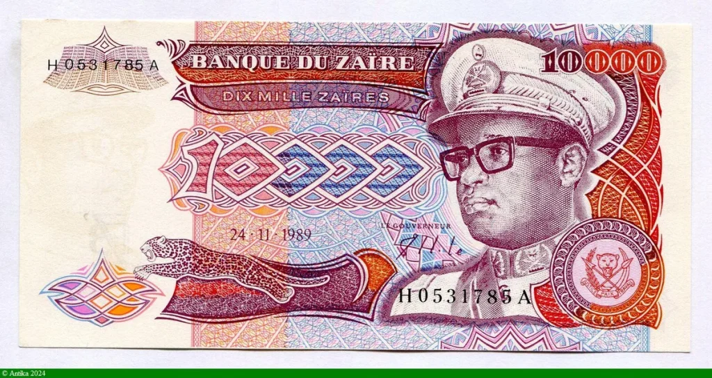 10000 Zaires Mobutu & Léopard
