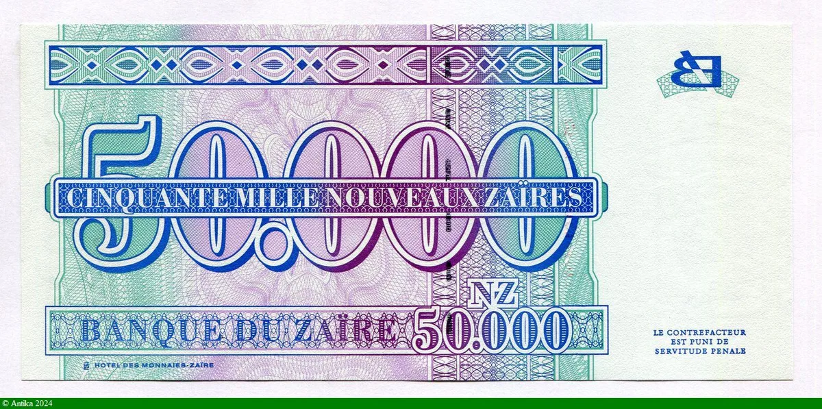 50000 Nouveaux Zaires Mobutu & Léopard