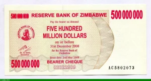 500 000 000 Dollars Bearer Chéque