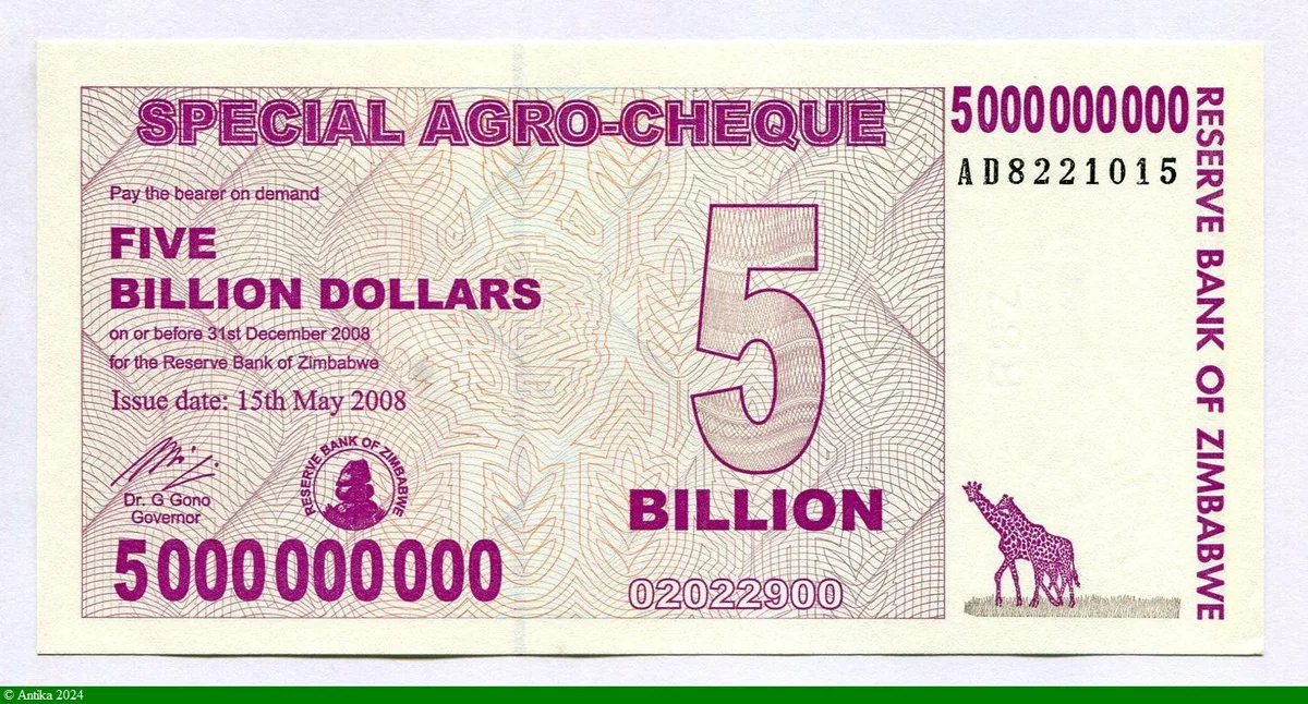 5 000 000 000 Dollars Bearer Chéque