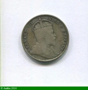 20 CENTS Argt Edward VII (Malaisie) Assez RARE