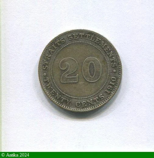 20 CENTS Argt Edward VII (Malaisie) Assez RARE