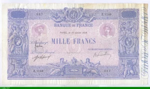 1000 FRANCS BLEU & ROSE - Type 1889