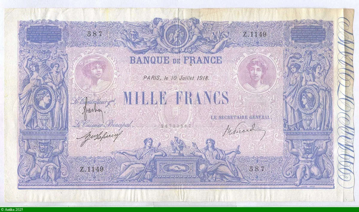 1000 FRANCS BLEU & ROSE - Type 1889