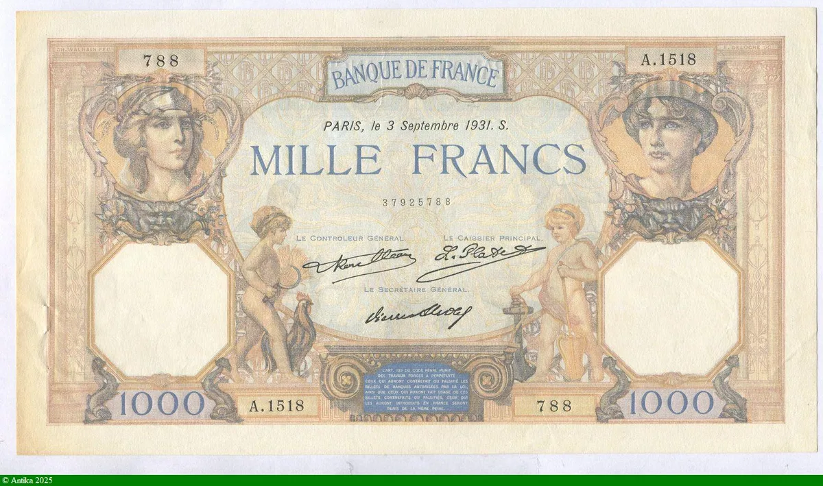 1000 FRANCS CERES & MERCURE - Type 1927