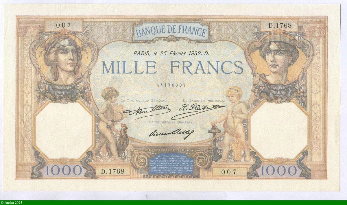 1000 FRANCS CERES & MERCURE - Type 1927