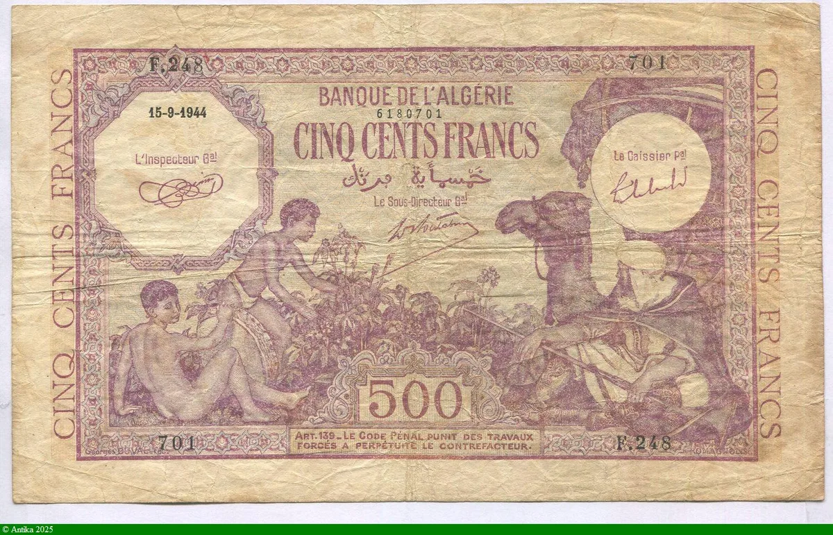 500 FRANCS Violet Berger chameau & Enfants