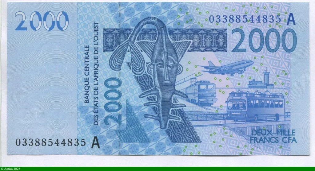 2000 FRANCS Masque & Transport & Poissons A:Côte d'Ivoire * *