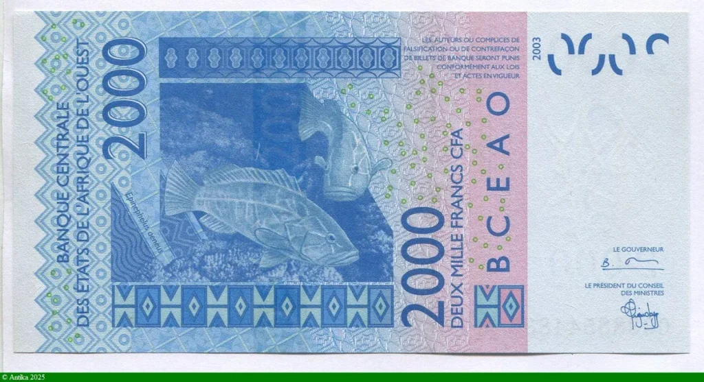 2000 FRANCS Masque & Transport & Poissons A:Côte d'Ivoire * *