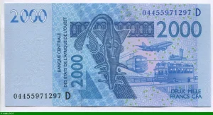 2000 FRANCS Masque & Transport & Poissons D:Mali * * *