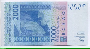 2000 FRANCS Masque & Transport & Poissons D:Mali * * *