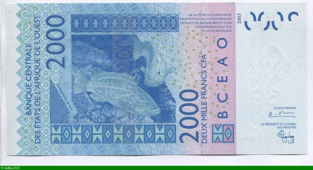 2000 FRANCS Masque & Transport & Poissons H:Niger * *