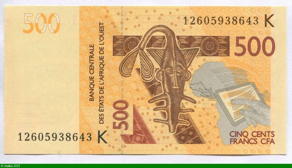 500 FRANCS Masque & Hippopotame K:Sénégal
