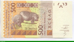 500 FRANCS Masque & Hippopotame K:Sénégal