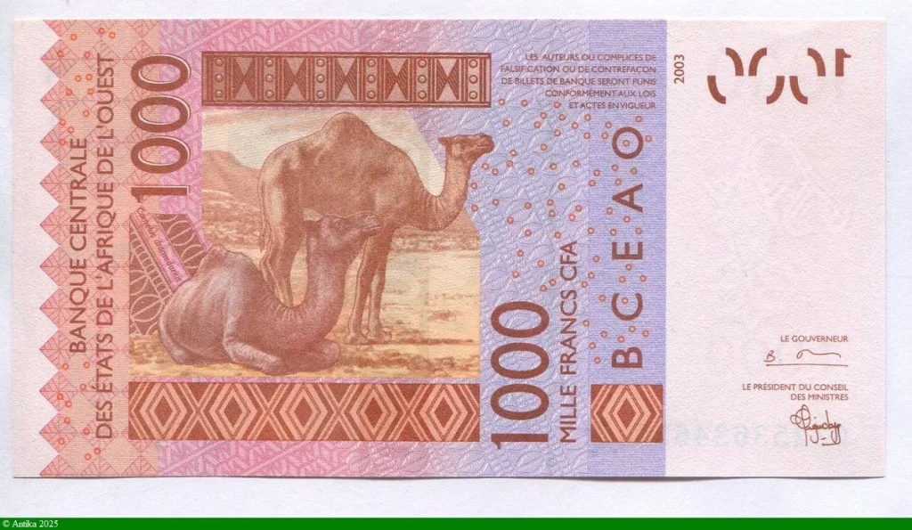 1000 FRANCS Masque & Chameau A:Côte d'Ivoire