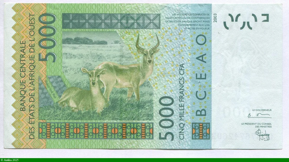 5000 FRANCS Masque & Gazelles K:Sénégal