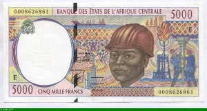 5000 FRANCS Ouvrier Plare Forme pétrolière & Coton E:Cameroun