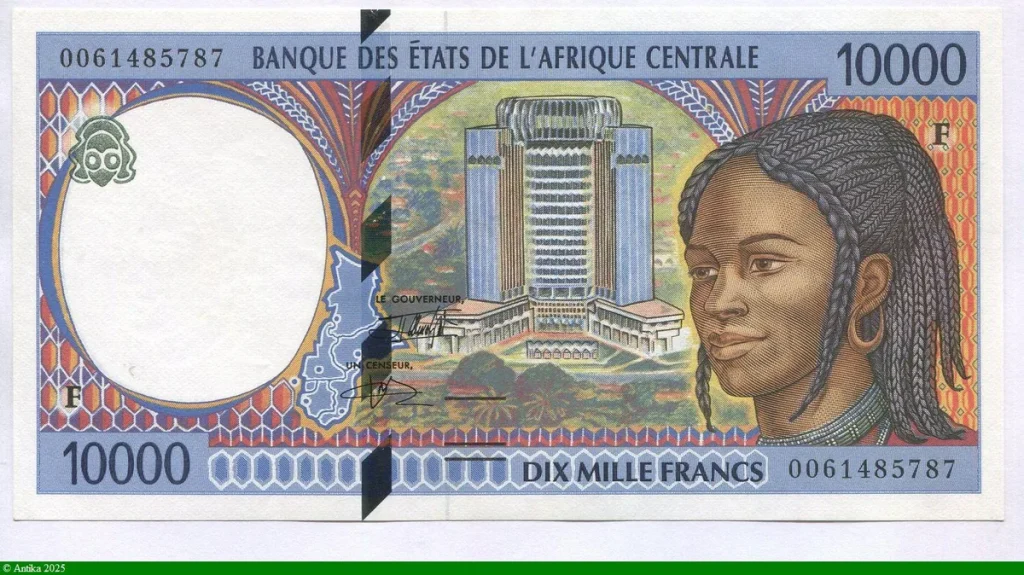 10000 FRANCS Femme & Bâtiment Moderne F,République Centrafricaine