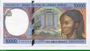 10000 FRANCS Femme & Bâtiment Moderne F,République Centrafricaine