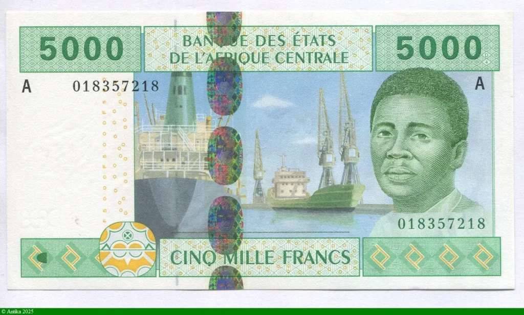 5000 FRANCS Jeune Homme & Navires A:Gabon