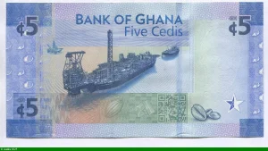 5 Cédis Billet Commémo 60ème Anniv Banque Centrale