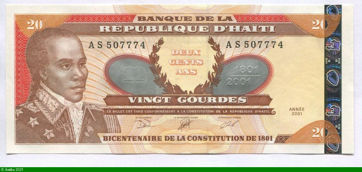 20 Gourdes Bicentenaire de la Révolution & F.D Toussaint