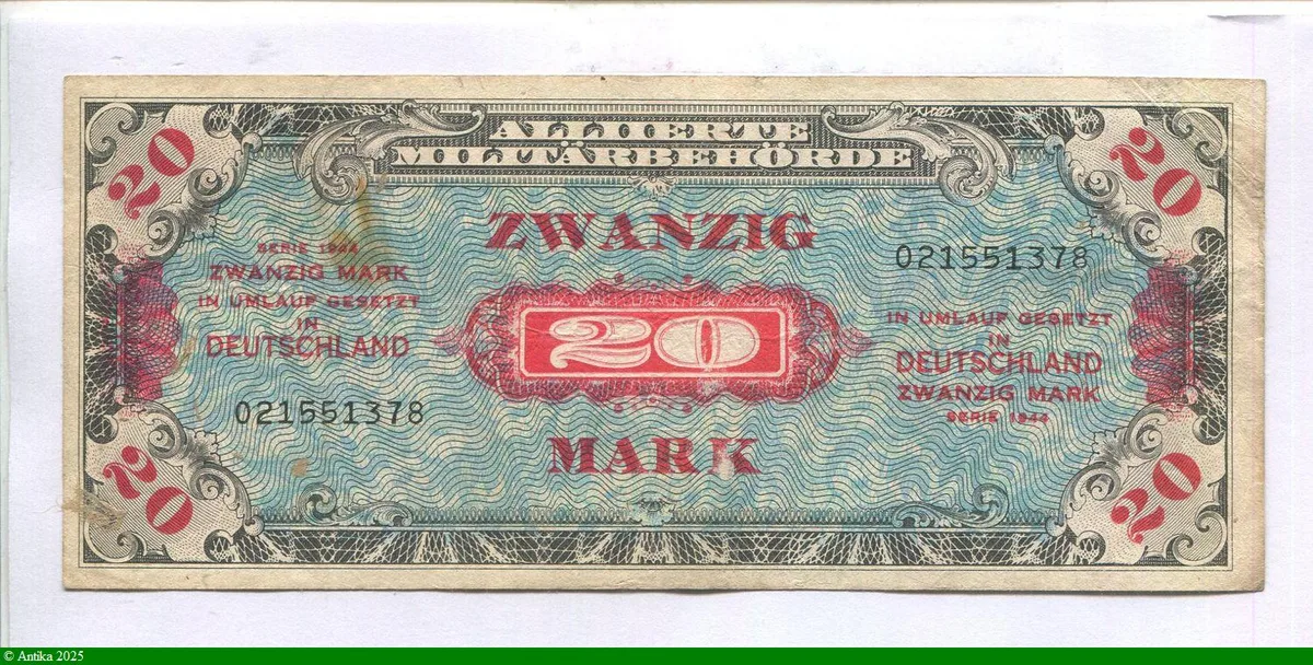 20 Mark Autorité militaire alliée Impression Américaine
