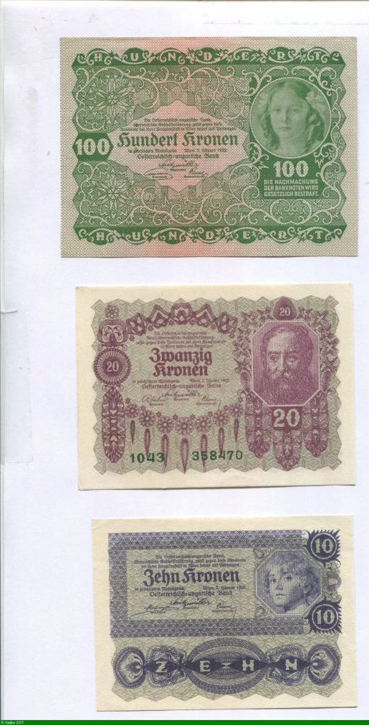 Lot de 3 Billets 10-20 & 100 Kronen PROMOTION