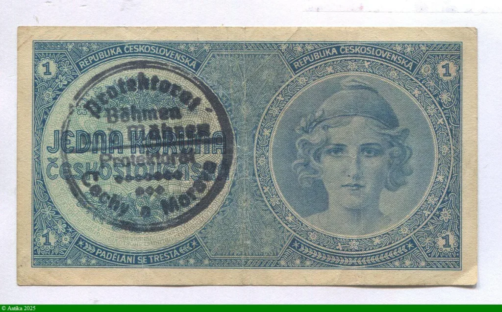 1 Koruna Bleu Tampon protectorat Occupation Allemande