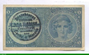 1 Koruna Bleu Tampon protectorat Occupation Allemande
