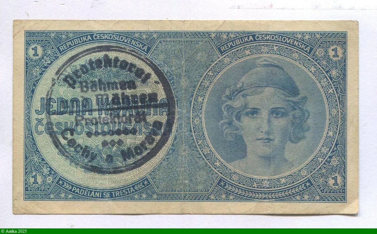 1 Koruna Bleu Tampon protectorat Occupation Allemande