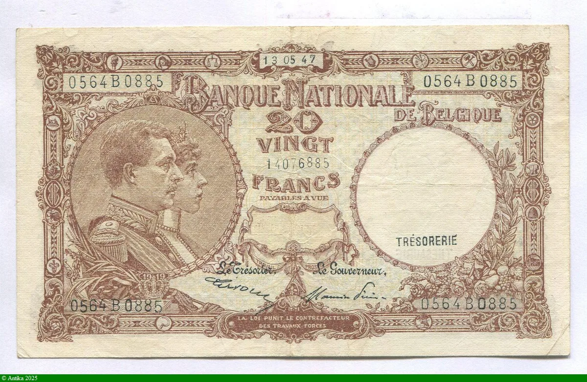20 Francs Roi Albert & Reine Elizabeth