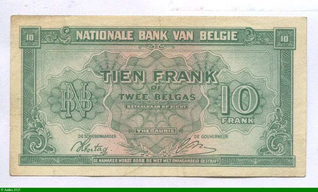 10 Francs/2 Belgas Vert