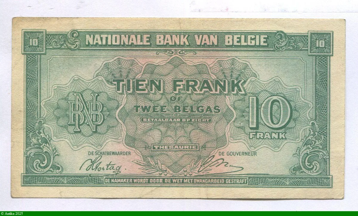 10 Francs/2 Belgas Vert