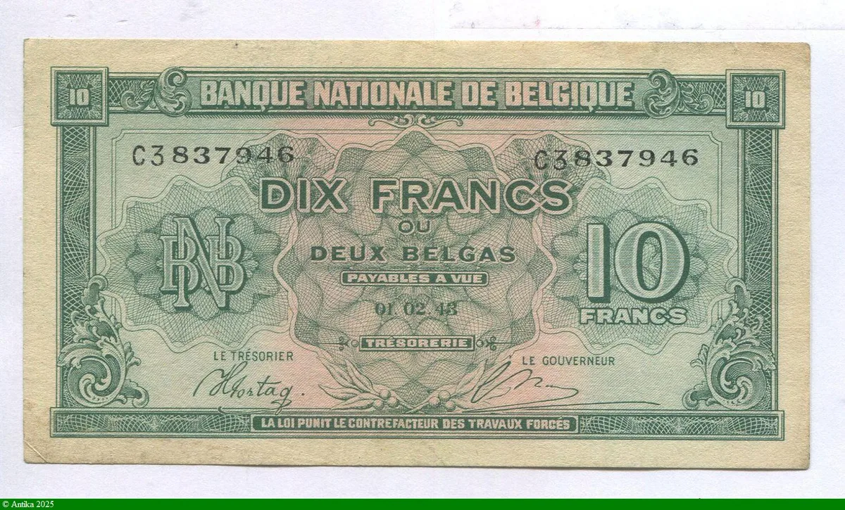 10 Francs/2 Belgas Vert