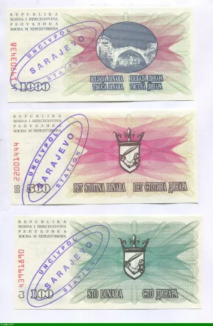 Lot de 3 Billets 100-500 & 1000 Dinara