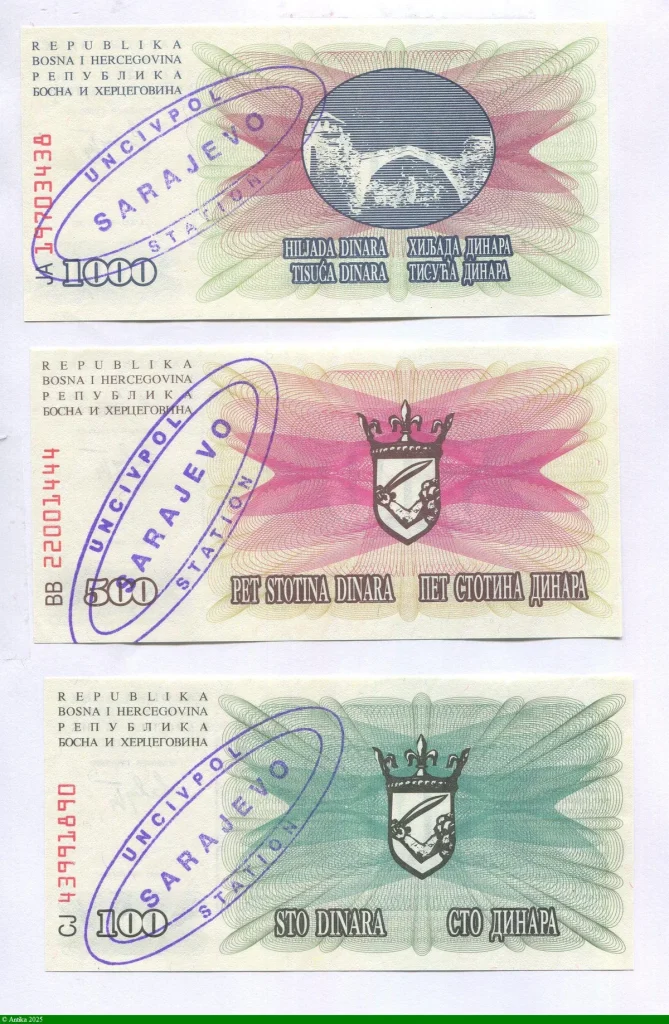 Lot de 3 Billets 100-500 & 1000 Dinara