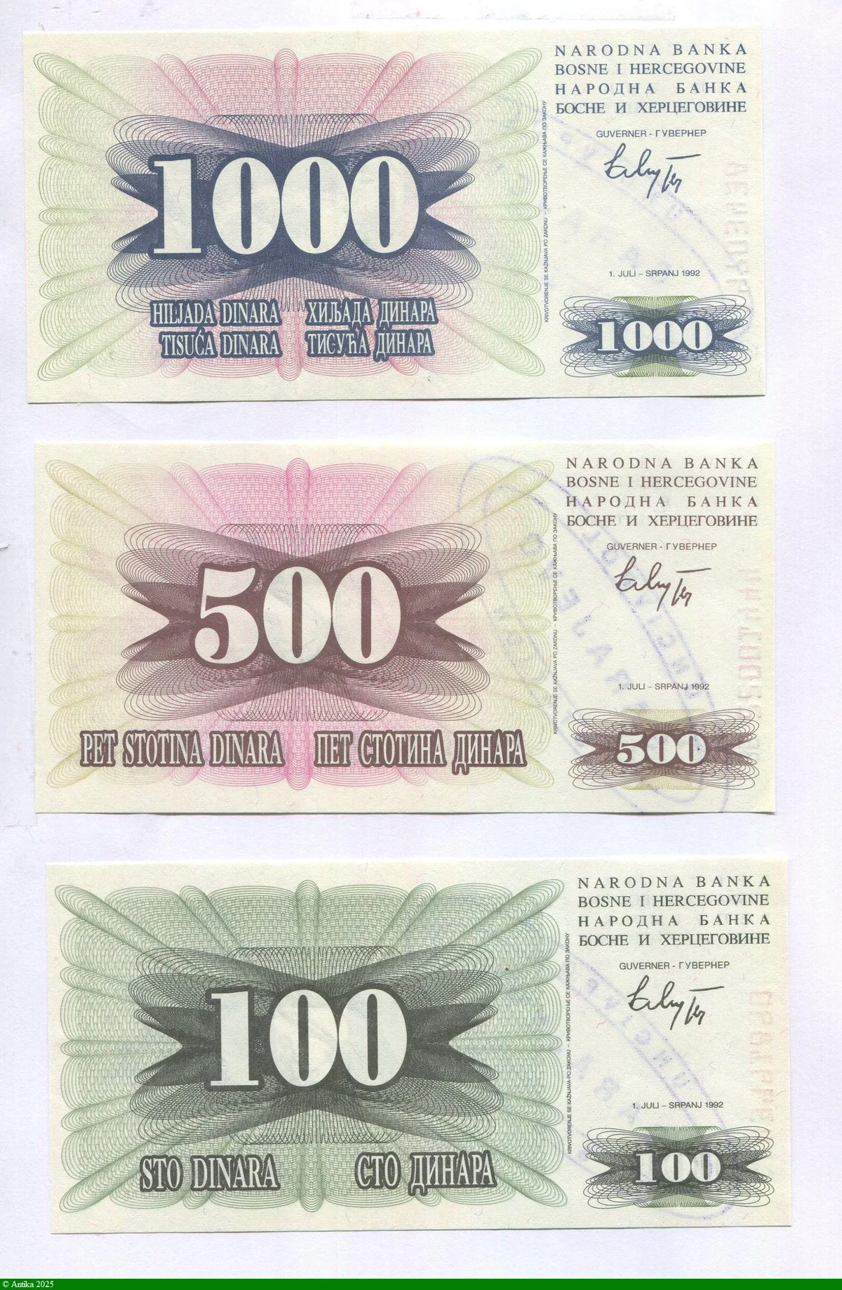 Lot de 3 Billets 100-500 & 1000 Dinara