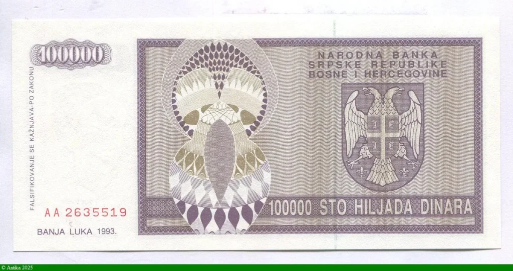 100000 Dinara Aigle Bicéphale