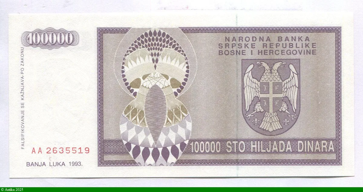 100000 Dinara Aigle Bicéphale