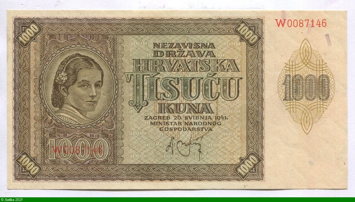 1000 Kuna Portrait Paysanne