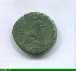 SESTERCE ROME 144 R/La Santé Assise nourissant un serpent