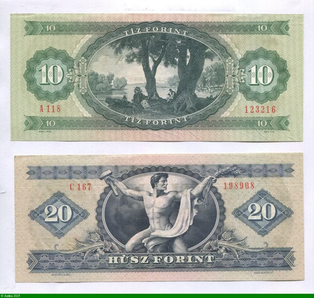 Lot de 2 billets 10 & 20 Forint