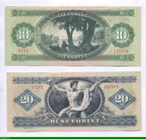 Lot de 2 billets 10 & 20 Forint