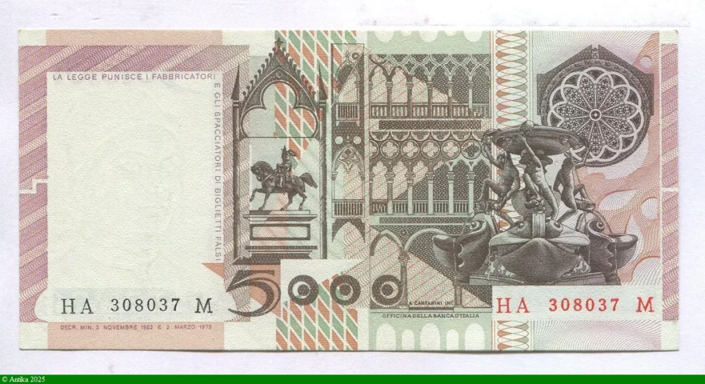5000 Lire Jeune Homme & Statue équestre