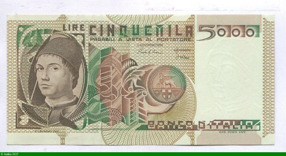 5000 Lire Jeune Homme & Statue équestre