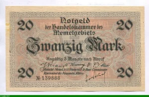 20 Mark Territoire de la Baltique occupé par les Puissances alliés.