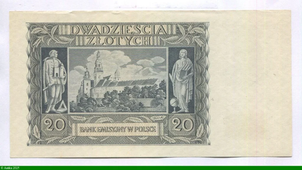 20 Zlotych Agriculteur, statue de femme avec enfants, Emilie Plater.
